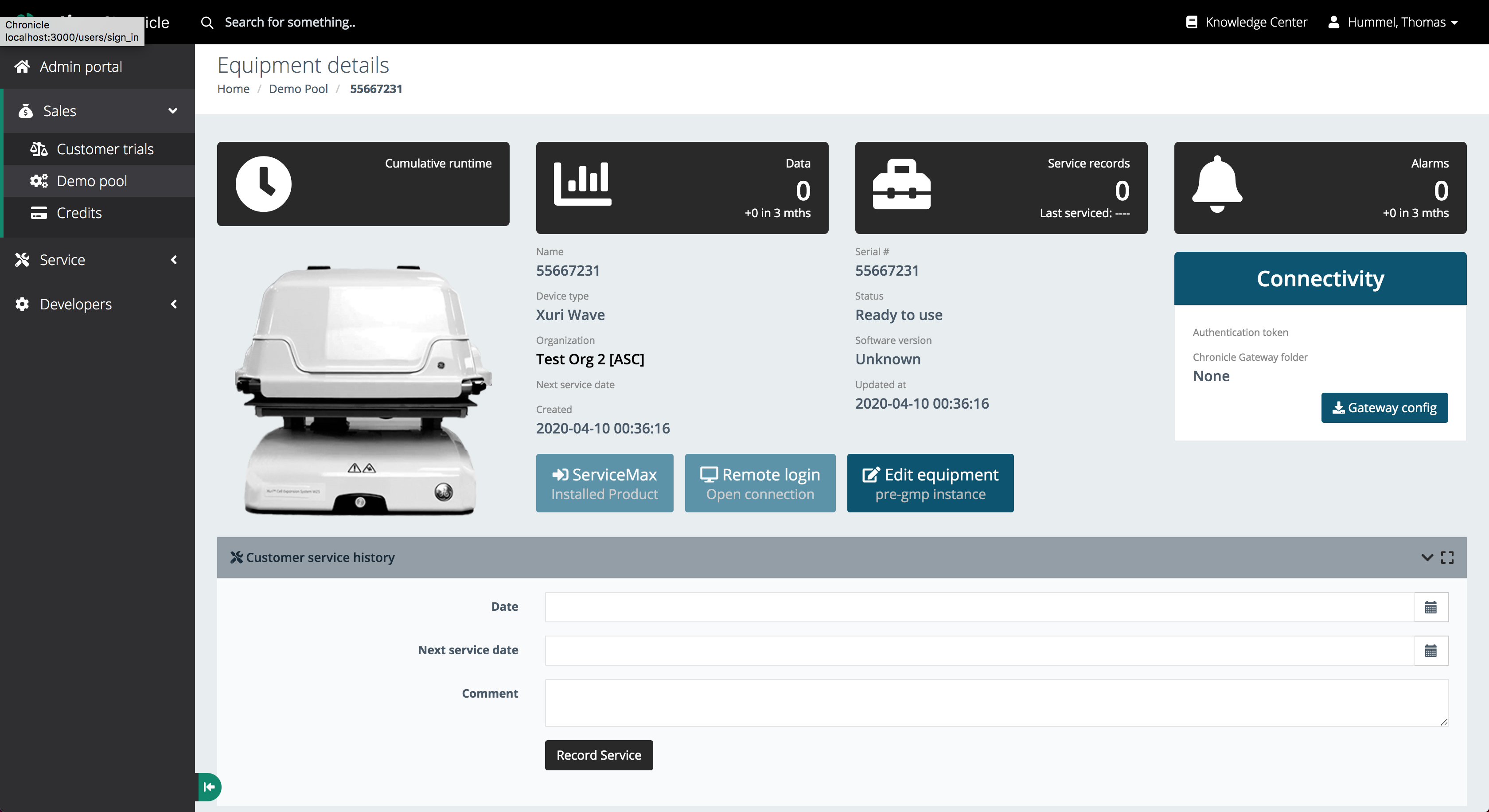 Chronicle equipment detail