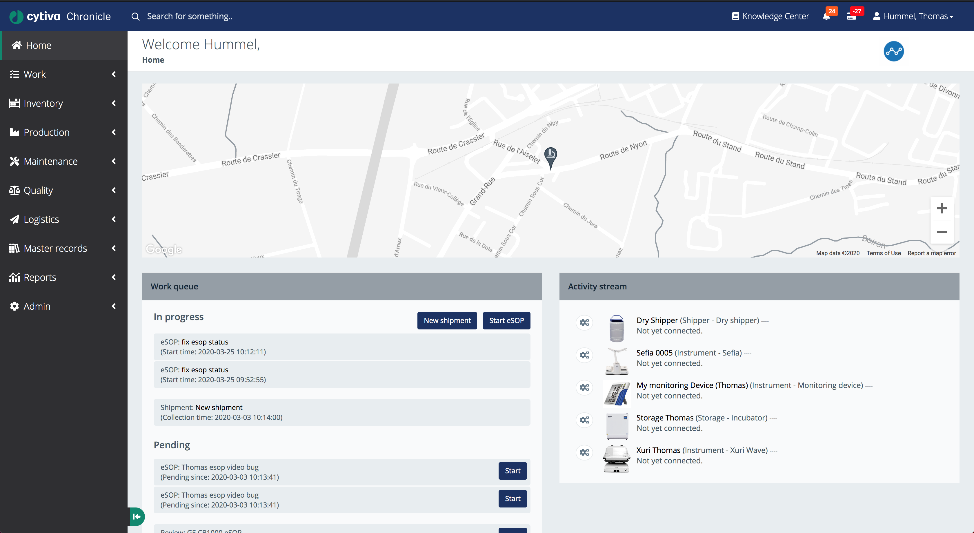 Chronicle work queue and activity stream